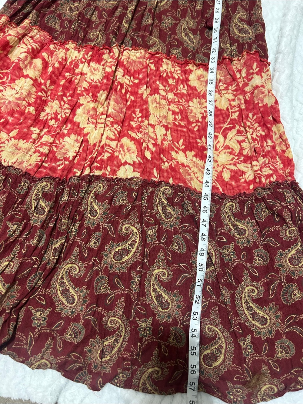 Denim & Supply Ralph Lauren Womens Large Red Multi Tiered Maxi Dress Bohemian - Picture 4 of 8